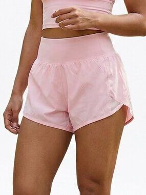 NWOT | Light Pink High Waisted Running Shorts Built-in Liner Zipper Pocket | Med